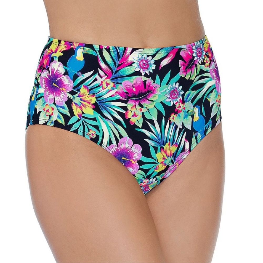 SO Bright Tropical High-Waist Swim Bottom Size Small
